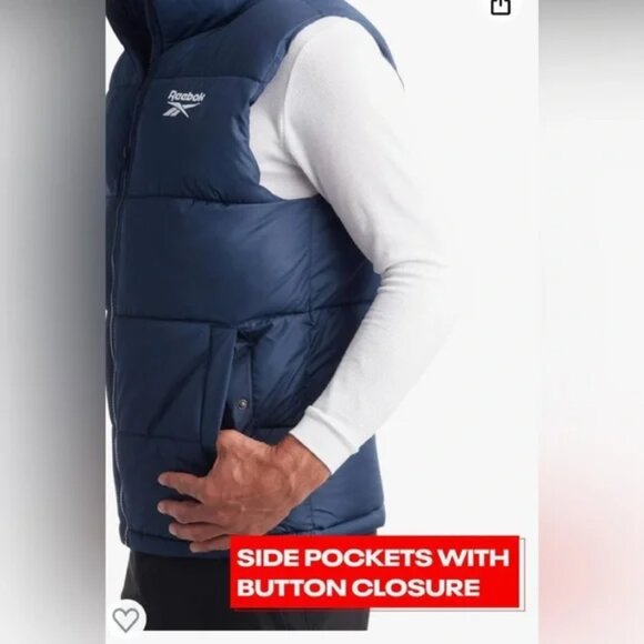 Reebok Men's Black Puffer Vest/NWT/XL - Picture 5 of 16